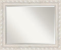 Amanti Art White Wall Mirror 28x34 Opera Off White Rectangle Bathroom Mirror for Wall Decor Living Room, Large Traditional Wood Frame, Hangs Horizonally and Vertically, Bathroom Decor, Beveled Edge