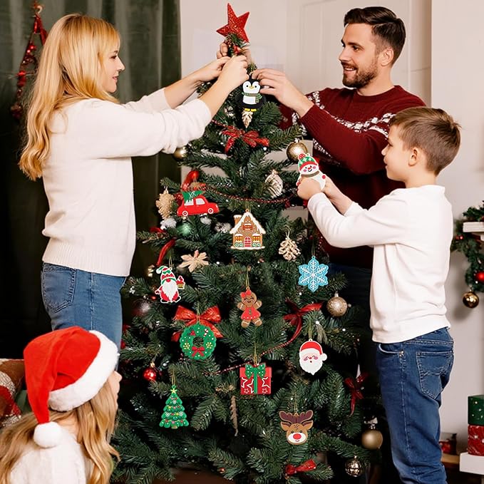 kockuu Christmas Ornaments for Tree Decorations, 36pcs Soft PVC Hanging Ornaments Snowflake Gingerbread House Snowman for Christmas Tree Gift Box, Winter Holiday Party, Home, Office Decor