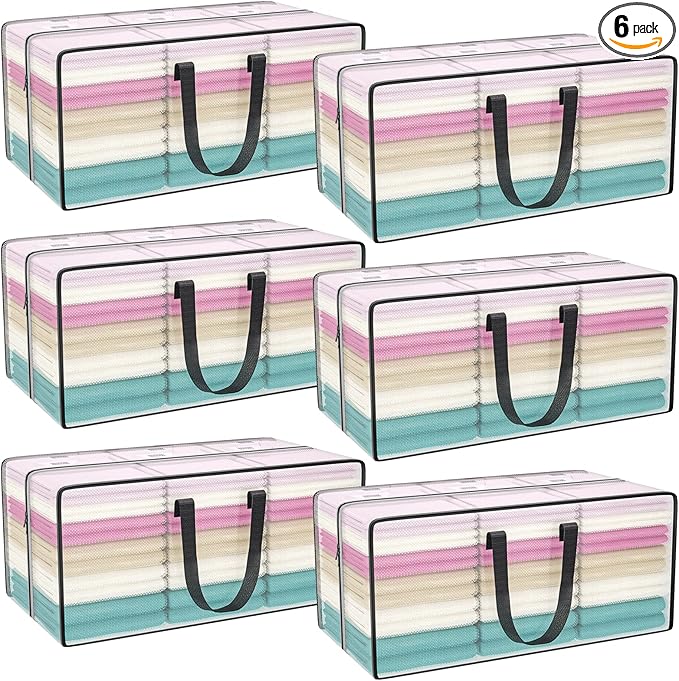 Clear Storage Bags with Zipper, Large Moving Bags Heavy Duty Extra Large, Plastic Storage Totes for Clothes, College dorm Packing Bag with Strong Handles