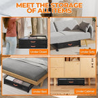 Under Bed Storage with Wheels,2-Pack Under Bed Storage Containers with Clear Lids,XXL Large Under the Bed Storage Organizer Bins With Handles,Space Saving Design for Clothes,Shoes,Books-Black