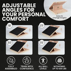 14″ Wide Premium Portable Wooden Slant Board, Thicker Bottom – Professional Adjustable Calf Stretching, Beginner & Rehab Friendly, Exercise Guide and Bonus Muscle Roller, Squats, Physical Therapy