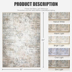5x7 Area Rug Living Room Rug: Washable Modern Abstract Soft Thin Rug Indoor Floor No Slip Stain Resistant Carpet for Bedroom Dining Room Farmhouse Nursery Home Office - Brown Grey