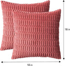 Aegero Pack of 2 Corduroy Decorative Throw Pillow Covers 18x18 InchSoft Boho Striped Pillow Covers Modern Farmhouse Home Decor for Sofa Living Room Couch Bed（Cranberry Red）