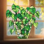 Pothos Monstera Plants Acrylic Suncatcher, Boho Suncatchers for Window Hangings, Stained Glass Effect Indoor Outdoor Garden Decor for Nature Lover, Gifts for Mother's Day, Mom, Grandma, Wife, Women