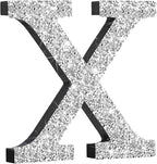 Qunclay 5.7" Silver Crystal Diamond Bling Letters Crushed Diamond Decoration Wooden Glitter Letter with Screw and Hooks Rhinestone Gift for Wedding Y2k Mcbling Bedroom Wall Decor (Letter X)