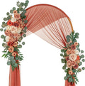 Ting's time Wedding Arch Flowers Pack of 2 Artificial Silk Large Flower Swag Welcome Sign Floral Swag Reception Backdrop Floral Decor for Fall Wedding Party Ceremony (Burnt Orange)