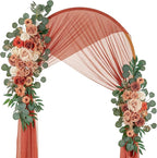 Ting's time Wedding Arch Flowers Pack of 2 Artificial Silk Large Flower Swag Welcome Sign Floral Swag Reception Backdrop Floral Decor for Fall Wedding Party Ceremony (Burnt Orange)
