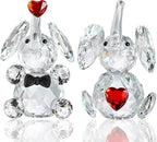 HDCRYSTALGIFTS Set 2 Crystal Elephant Figurines Gift for Women 3.5'' Miniature Glass Animals Collectible Valentine's Day Wedding Anniversary Tabletop Decoration