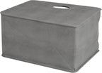 HofferRuffer Magazine Basket Holder, Foldable Magazine Rack, Document File Holder Organizer, File Folder, Newspaper Storage Bin Organizer for Home or Office (Dark Grey Shagreen)