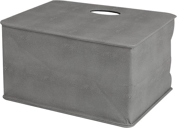 HofferRuffer Magazine Basket Holder, Foldable Magazine Rack, Document File Holder Organizer, File Folder, Newspaper Storage Bin Organizer for Home or Office (Dark Grey Shagreen)