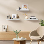 Upassion White Floating Shelves - Set of 3, 16" Wall Mounted Shelves for Home Decor, Living Room, Bedroom, Bathroom, Kitchen