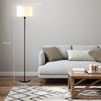 O’Bright Ted - Drum Shade Standing Lamp, Pull Chain Switch, E26 Socket, Modern Minimalist Design, Simple Floor Lamp for Living Room, Bedroom, Office, Black