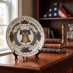 250th Anniversary Decorative Plates 8 Inch Vintage Liberty Bell Patriotic Decorations Commemorative Plates with Stand Memorial Day 4th of July Veterans Day Home & Office