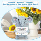 OASSIE Thank You Gifts for Women - Mini Positive Crochet Animals Elephant - Inspirational Birthday Preschool Kindergarten Graduation Gifts Trendy Stuff for Teen Boys Girls Kids Friend Daughter Sister