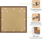 16x16 Picture Frame 3 Pack - Brown Poster Frame Display Pictures 12x12 with Mat or 16 x 16 Without Mat for Wall Hanging Horizontal and Vertical
