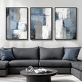 Large Framed Blue and Grey Abstract Wall Art, 3 Piece Modern Canvas Prints Paintings Artwork for Walls, Minimalist Abstract Block Pictures for Living Room Entryway Hallway Bedroom Wall Decor 20x30 In