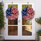Patriotic Wreaths for Front Door, New 250th Anniversary Decorations, 4th of July Decorations Outdoor, Handcrafted Memorial Day Wreaths, Festival Celebration USA Flag Printed Wreath (C)