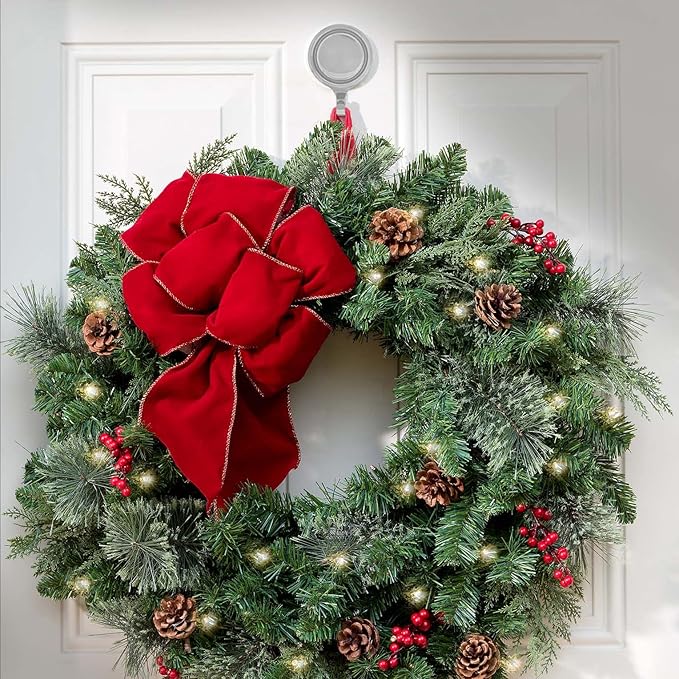 Haute Decor Attract Pinch-Free Magnetic Wreath Hanger (Silver) - 1 Pack - Magnetic Hook for Metal Doors and Surfaces