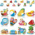 Sintuff 36 Pieces Summer Tree Ornaments Beach Wooden Hanging Ornaments Summer Tree Decorations Hawaiian Pendant Watermelon Flamingo Decorations for Luau Seaside Party Supplies