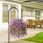 Artificial Hanging Flowers for Outdoors Spring Decoration, 2PCS Silk Fake Daisy Realistic Outdoor Flowers UV Resistant Porch Patio Window Yard Decor(Purple)