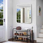 BONEWEI White Bathroom Mirror,30x36 inch Wall Mirror for Bathroom Wall Mounted,Rectangle Mirror for Bathroom Over Sink,Modern Frame Round Corner for Living Room,Bedroom Entryway,Horizontal/Vertical
