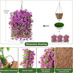 Artificial Faux Hanging Flowers Plants Baskets for Outdoor Spring Summer Decorations,Resistant Fake Morning Glory Silk Plants for Outside UV Resistant Patio Yard Home Porch Decor(Gradient)