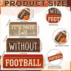 Yuntau 4 Pcs Football Fall Table Decorations Football Tiered Tray Decor Rustic Autumn Wooden Blocks Sign It's Not Fall Without Centerpiece Decorative Faux Book Sign for Room Coffee Table Mantel Shelf
