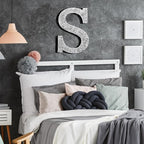 Qunclay 12'' Silver Crystal Diamond Bling Letters Crushed Diamond Decoration Wooden Glitter Letter with Screw and Hooks Rhinestone Gift for Wedding Y2k Mcbling Bedroom Wall Decor (Letter S)