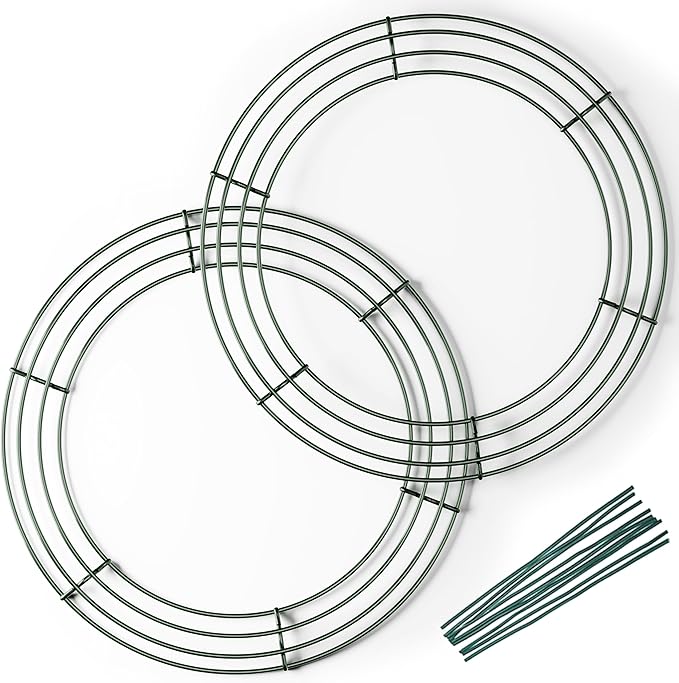Pack of 2 12 Inch Wire Wreath Frame – Heavy-Duty Round Metal Wreath Form for DIY Crafts, Floral Arrangements, Christmas Wreaths, Holiday Decorations, and Wedding Home Décor Projects