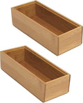 Lipper International 8180S Bamboo Wood Stacking Drawer Organizer Box, 3" x 6", Set of 2