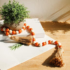 Meplait Fall Wood Bead Garland, 39in Farmhouse Beads with Tassels Halloween Tiered Tray Decor Decorative Beads Home Decor（Orange & Natural）