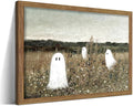 Framed Vintage Halloween Wall Art, Cute Ghost Meadow Painting, Rustic Landscape Canvas Halloween Wall Decor, Aesthetic Spooky Ghost Wall Art for Living Room Bedroom Bathroom 8x10 inch
