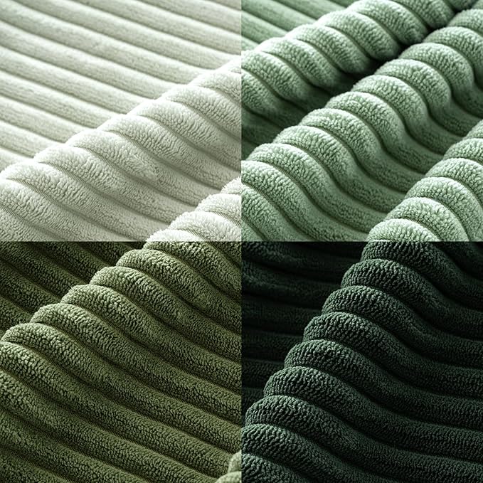 MIULEE Boho Farmhouse Sage Green Throw Pillow Covers 16x16 Inch Set of 4 Mordern Nordic Cushion Covers Soft Corduroy Spring Home Decor for Couch Bed Sofa Living Room Forest Green