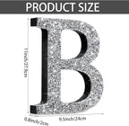 Qunclay 12'' Silver Crystal Diamond Bling Letters Crushed Diamond Decoration Wooden Glitter Letter with Screw and Hooks Rhinestone Gift for Wedding Y2k Mcbling Bedroom Wall Decor (Letter B)