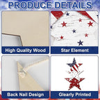 4th of July Decorations Wooden Welcome Sign, Wooden American Flag Star Wreath, Outdoor Wall Hanging for Front Porch, Memorial Day Home Decor (Retro)