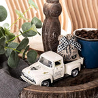 Huray Rayho Coffee Decor for Coffee Bar Metal Truck with Coffee Beans Burlap Sack Vintage Pickup Farmhouse Coffee Station Tabletop Tiered Tray Decor Mini Diecast Truck Decorations