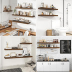 RICHFOCUS 40Inch Floating Shelves for Wall 2 Pack Shelves for Bedroom|Kitchen|Bathroom Wall Mounted Rustic Wood Floating Shelf with Invisible Brackets for Books|Storage|Decor, Rustic Brown