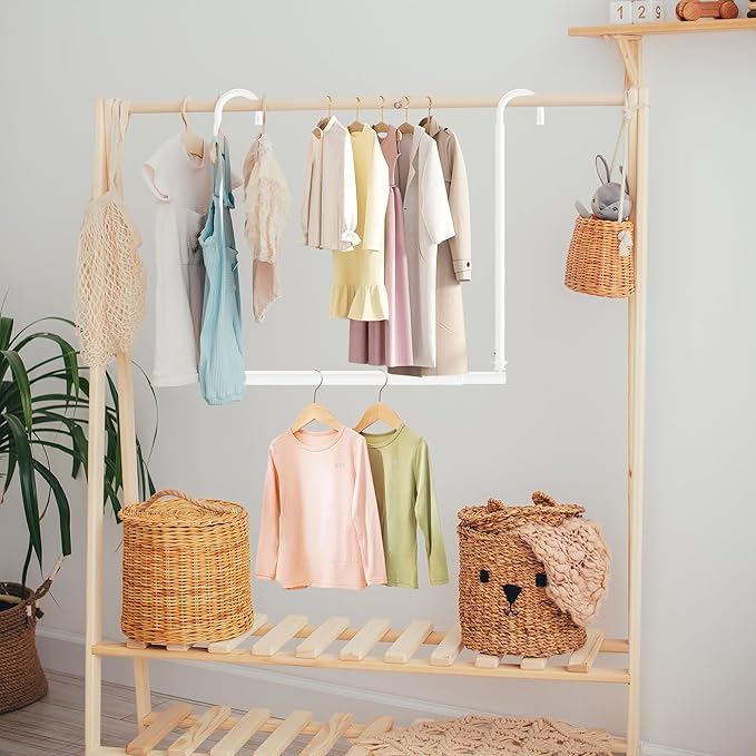 Hanging Closet Rod Adjustable Width Height Closet Rod For Hanging Clothes White 2 Pack Closet Extender Hanging Rod Clothes Space-Saving Hanging Bar Organizer
