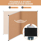 Extra Large Cork Bulletin Board 60" X 48", Foldable Notice Pin Board for Wall, Silver Aluminum Framed 5'x4' Corkboard, Wall Mounted Noticeboard with 36 Push Pins for School, Home & Office