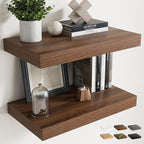 24 Inch Floating Shelves for Wall Set of 2, 12"D Wood Grain Bathroom Shelves with Invisible Brackets, Easy Install Engineered Wood Storage Shelves for Kitchen, Living Room, Bedroom, Walnut Finish