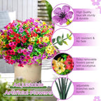 Artificial Flowers for Outdoors,Faux Flowers Daisy with Eucalyptus Leaves for Indoor Garden Home Decor,UV Resistant Artificial Flower Fake Plants for Porch, 12 Bundles (Mix Pink Red Purple Yellow)