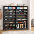 Tribesigns 2PCS Shoe Cabinet, 9 Tiers 40-45 Pairs Heavy Duty Wood Freestanding Shoe Storage Cabinet, 70.8'' Tall Shoe Cabinet with Open Storage for Entryway (Black)