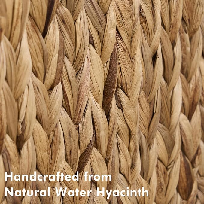 BROWNLILY Hand-Woven Magazine Holder, Natural Water Hyacinth Magazine Wicker Basket, Magazine Storage Floor Rustic Home Decor for Living Room, Bedroom