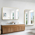 Gold Bathroom Mirror,55x36 inch Wall Mirror for Bathroom Wall Mounted,Round Rectangle Mirror for Bathroom Over Sink,Modern Frame for Home Decor Living Room,Bedroom Entryway,Horizontal/Vertical
