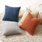 MIULEE Boho Farmhouse Throw Pillow Covers 20x20 Inch Set of 4 Summer Mordern Neutral Cushion Covers Soft Corduroy Nordic Home Decor for Couch Bed Sofa Living Room Blue-Yellow