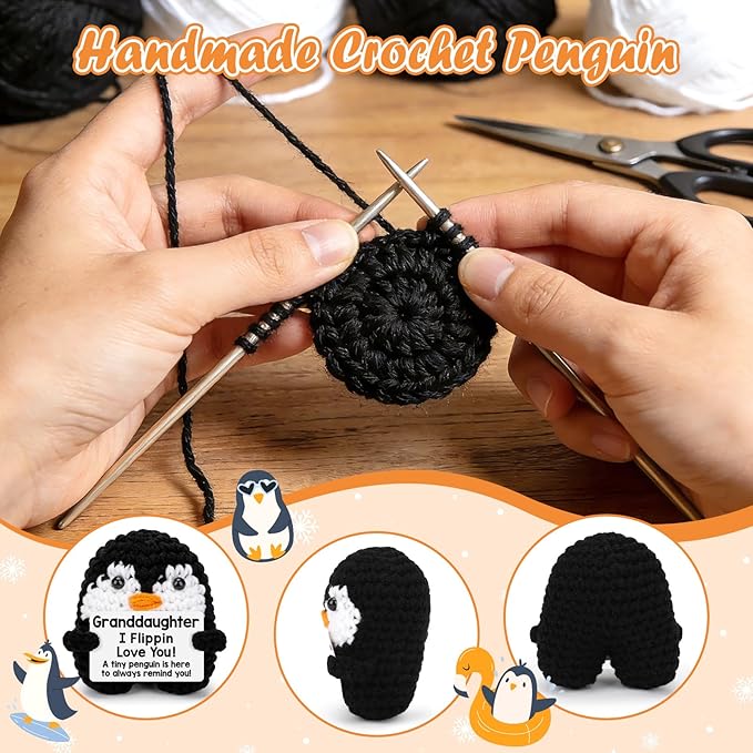 Belatelove Granddaughter Gifts from Grandma, Handmade Crochet Penguin Birthday Mother's Day for Granddaughter, Funny I Love You Gifts for Year Old Girl Kid Daughter Teen Small Easter Decor