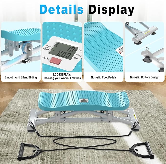 HOTWAVE Ski Balance Board with LCD Display and 300LB Weight Capacity, Rocking Stepper Ski Simulator for Home Workout, Ideal for Balance, Cardio and Core Workout for Adults