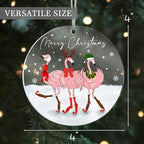 Jabihome Christmas Ornaments 2025, Exchange for Women, Men, Collectible Dated Year Ornaments for Tree, Unique Acrylic Suncatcher, Printed Stained Glass Effect Decor (Flamingo)