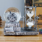 LED MusicCrystal Snow Globe， Sand Timer ，Hourglass,Home Decor,Table Decor for Living Room ，Office Desk Decorations[ Silver Ferris Wheel ]
