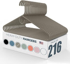 Neaties Heavy Duty Clothes Hangers 100+ Pack (216 Count) – Made in the USA – 8lb Capacity Plastic Hangers for Adult Clothing – Durable for Pants, Coats, Jackets, or Jeans – Gray